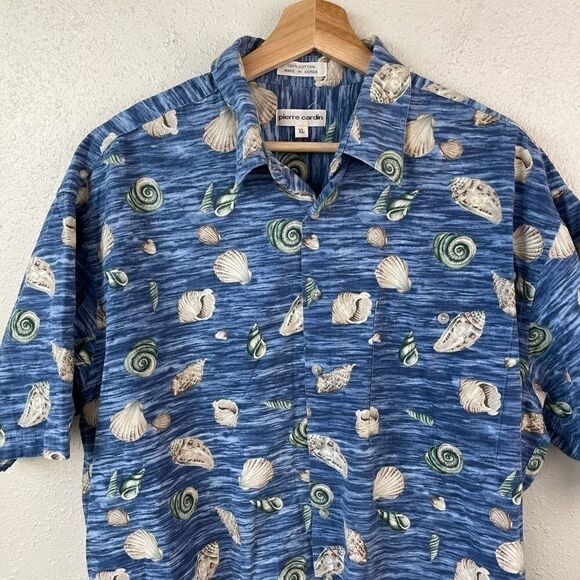 Pierre Cardin Seashell Button Down Shirt EUC - Picture 2 of 5